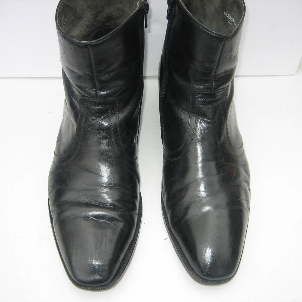 RODOLFO VALENTINO Black Leather Ankle Boots, 12